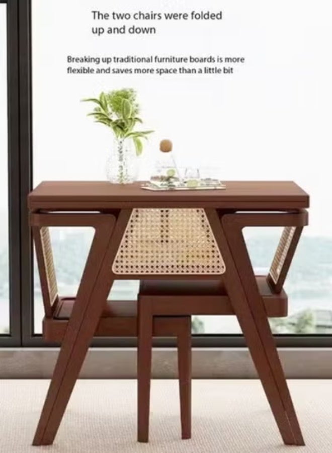 Raffine Modern Solid Wood Dining Table with Matching Cane Chairs Set, Elegant Square Wooden Table with Natural Finish, Compact Dining / Tea Table Set for Living Room, Café & Dining Area, Stylish Mid-Century Design Furniture Set for Contemporary Home Décor. - Image 3